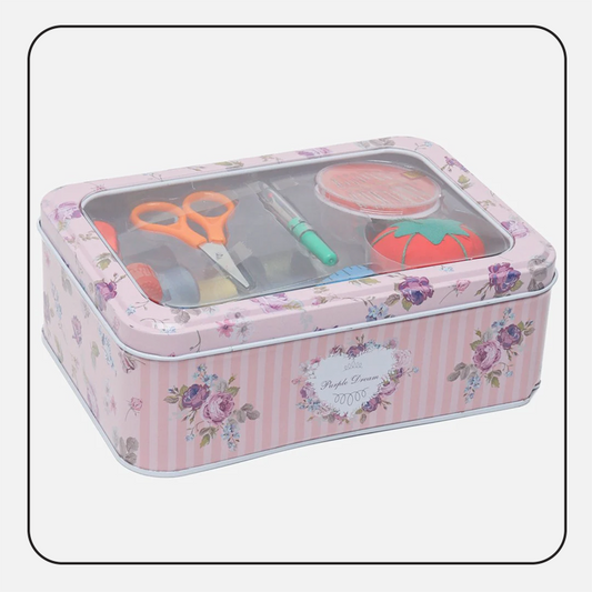علبة مستلزمات خياطة حديد مستطيل Sewing Kit
