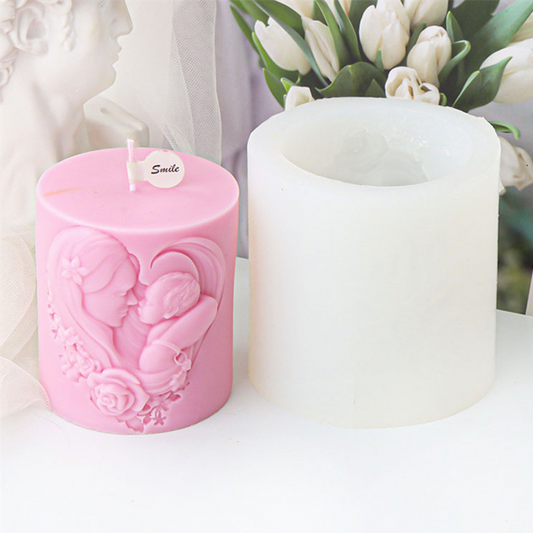 قالب سيليكون ام تحتضن طفلها اسطواني - عيد الام