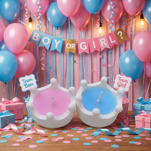 شموع عطرية داخل حامل مصمم على شكل تاج ملكي (تحديد جنس المولود ) Gender Reveal Candles