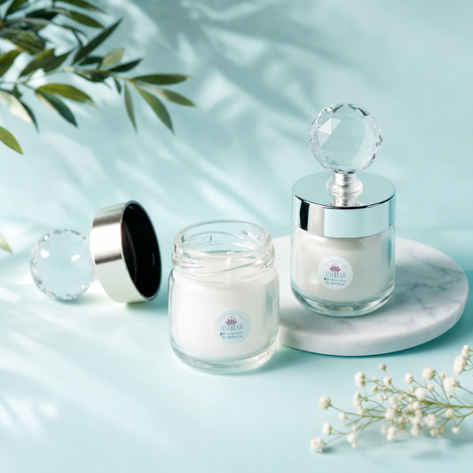 شمعة مع غطاء بمقبض زجاجي كريستالي دائري Scented Glass Jar Candles