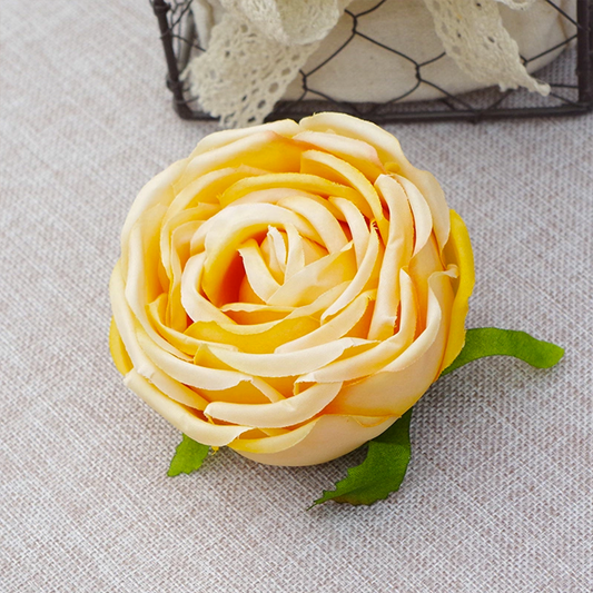 ورد جوري ببيوني كبير اصفر \50 حبة Stemless Artificial Flowers