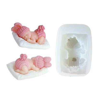قالب سيليكون بيبي نائم على وسادة Silicone Soap Molds Sleeping Baby