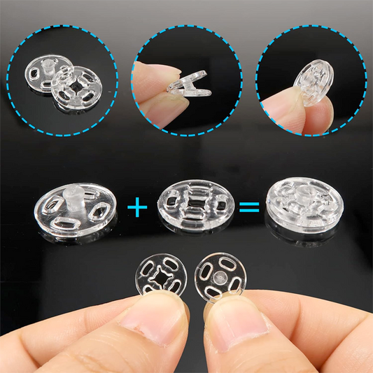 كباسات بلاستيك شفاف Plastic Snap Fasteners Buttons Clear Invisible