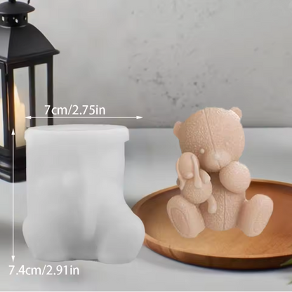 قالب سيليكون دب يحمل دميه Bear Shape Silicone Candle Mold