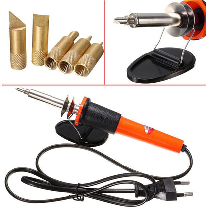 فرد حرق كاوي برتقالي 5  رؤوس Wood Burning Pen Soldering Set