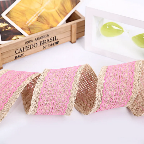juts with pink 5cm خيش مع دانتيل زهري